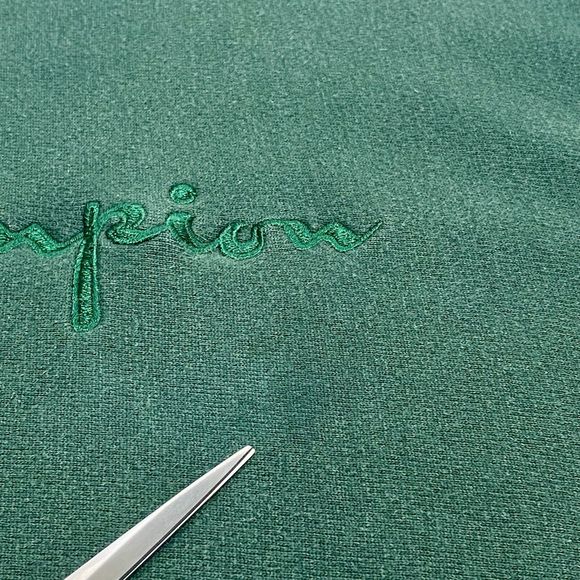 Vintage Champion Reverse Weave Sweatshirt Green 90s Spell Out Logo Men’s XL USA - Picture 5 of 14